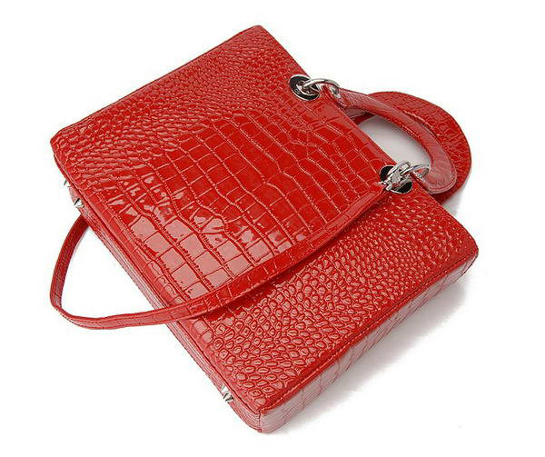 replica jumbo lady dior crocodile leather bag 6322 red